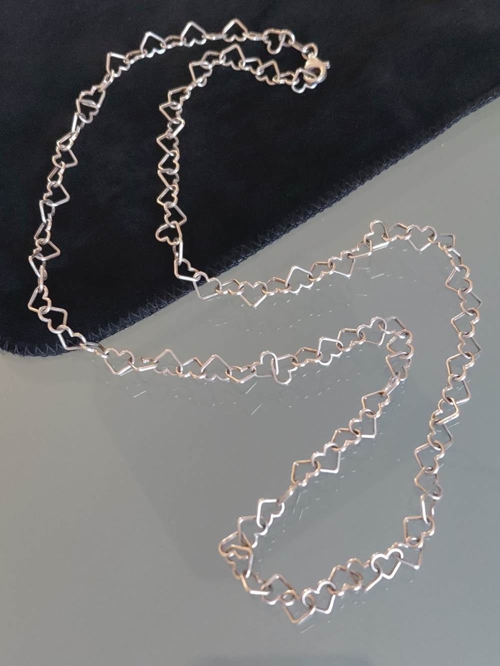 Vintage Milor Italy 925 Sterling Silver Interlocking Heart Link Necklace 23.5"